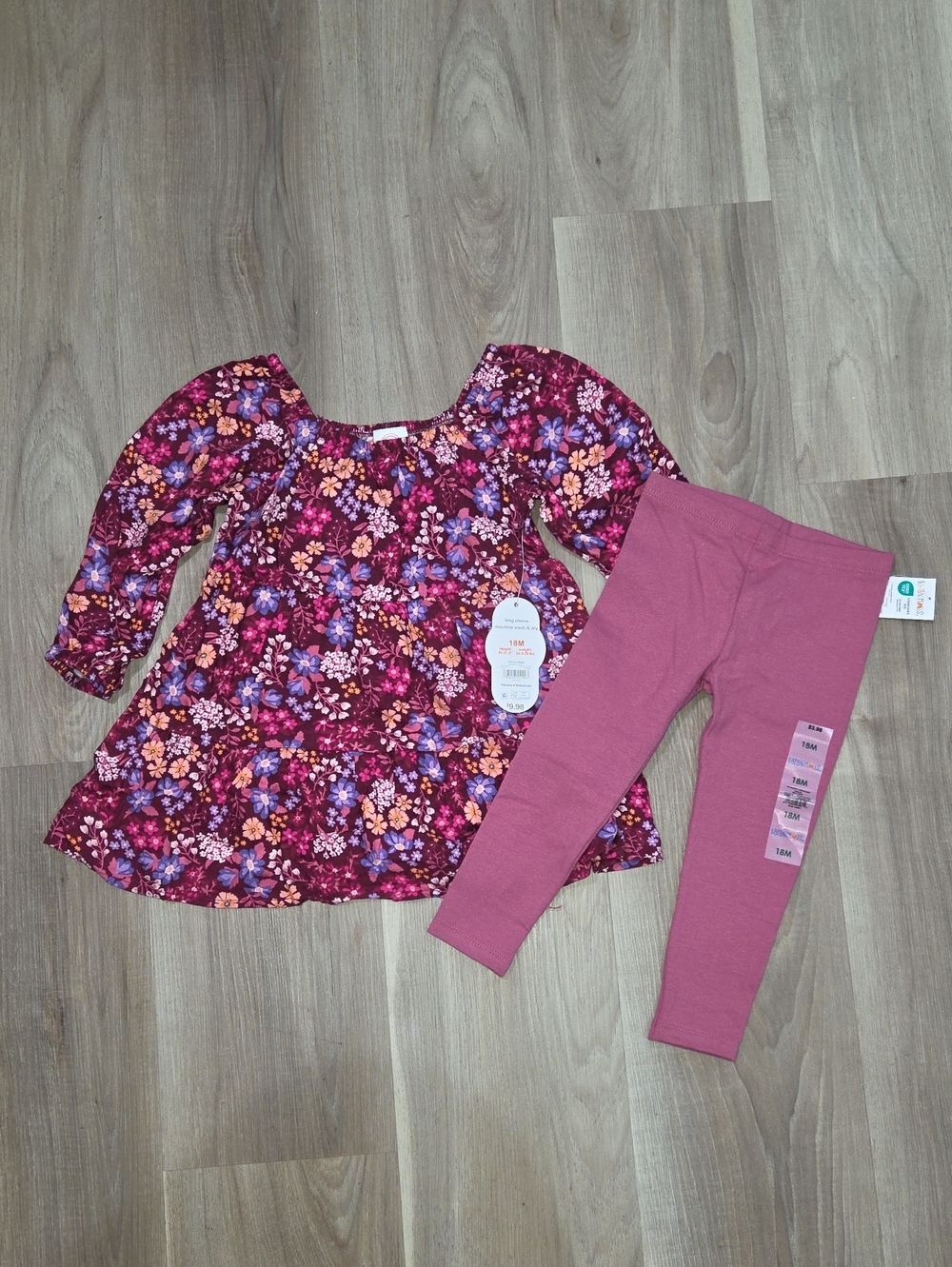 •Wonder Nation• Baby Girls Burgandy Floral Matching Set